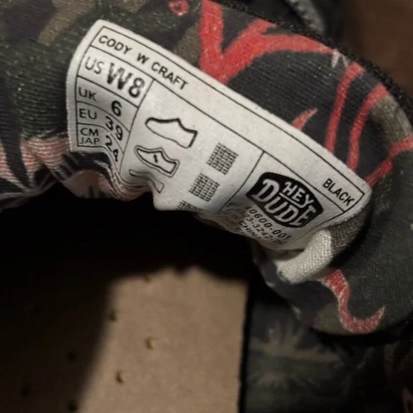 Hey Dudes- Cody- Womens Size 8 Black Sneakers with White Soles - Picture 6 of 9